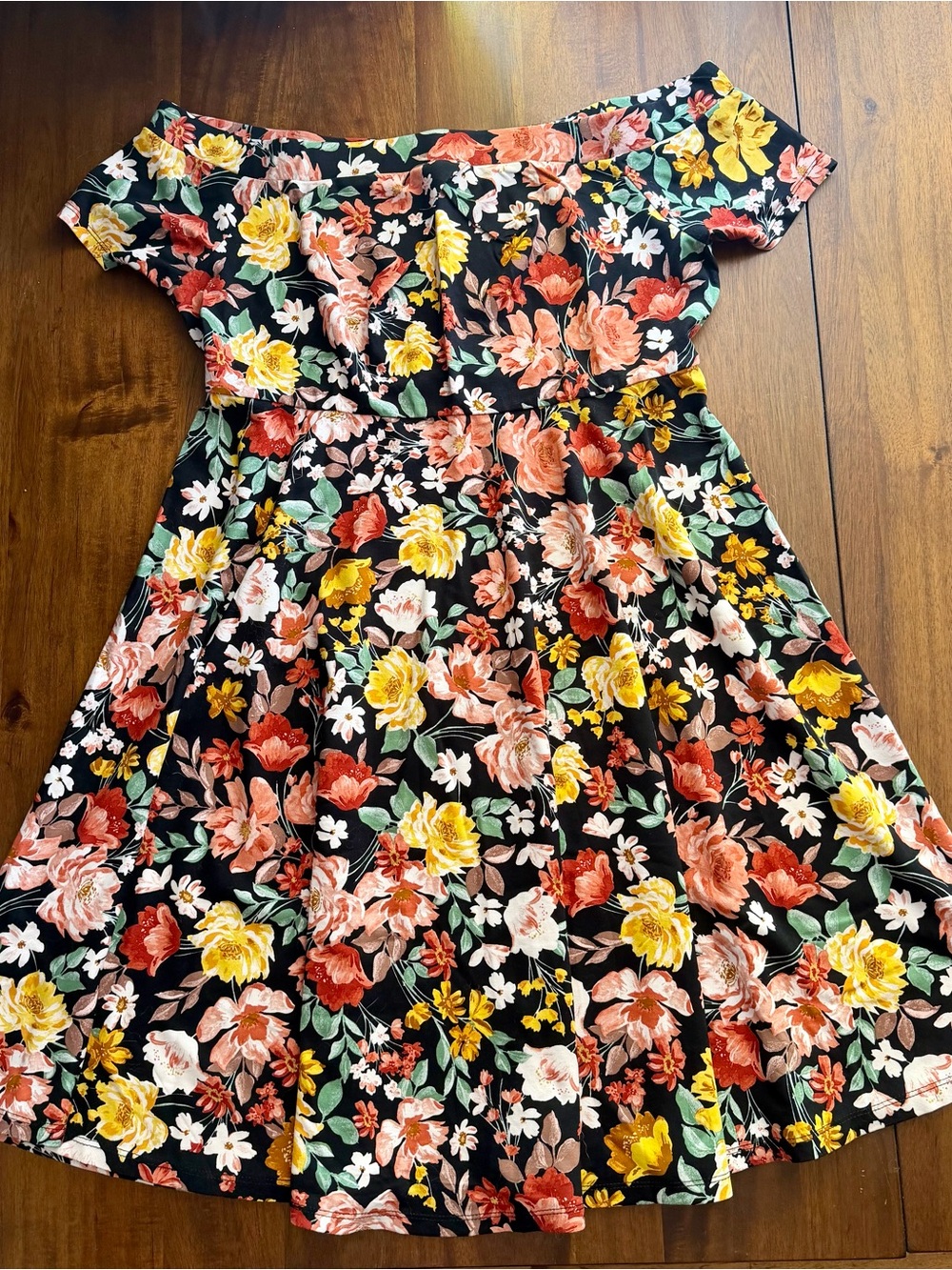 Torrid Black Floral Off-Shoulder Casual Dress